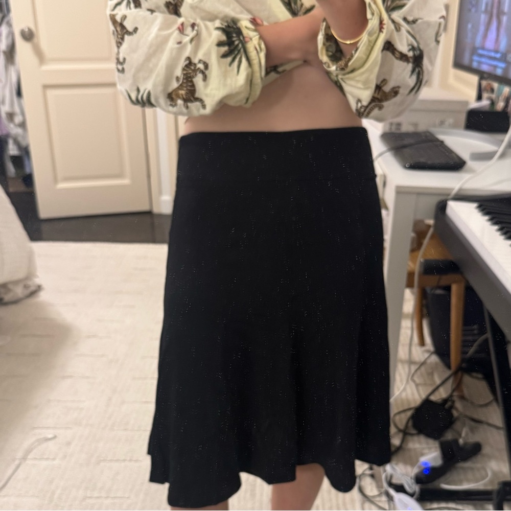 Theory Black Asymmetrical Fit and Flare Skirt